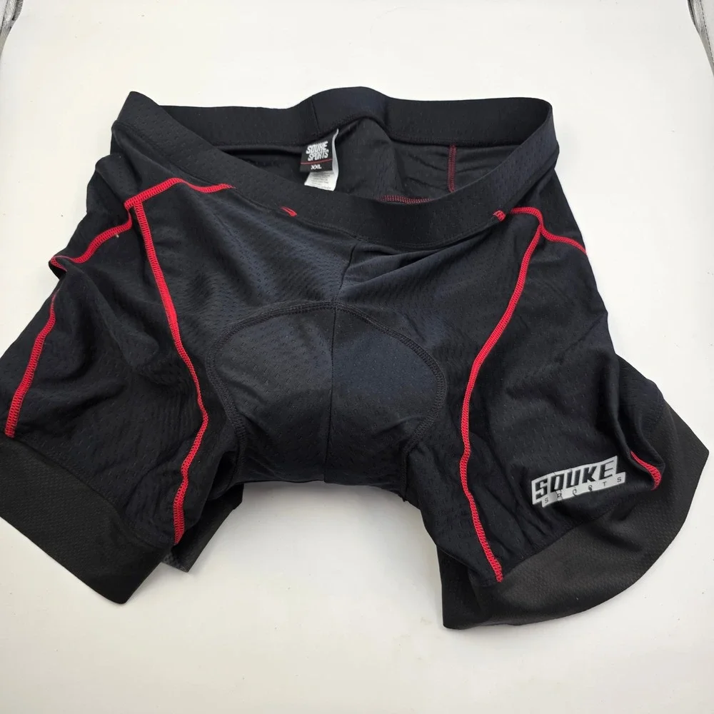 Souke Sports Mens Cycling Underwear Shorts 4D Padded Bike Liner Black Red XXL O4